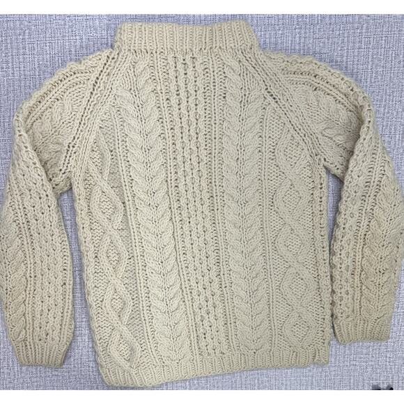 Vtg Sweater Bee Banff Italy Fisherman Sweater S Cable Knit Cream Pullover Soft - Picture 4 of 9
